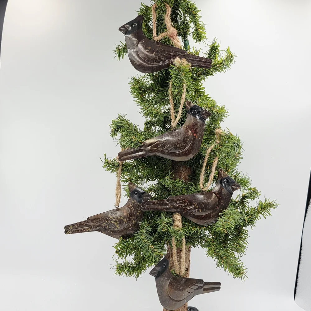 Brown Bird Ornaments on Green Holiday‎ Tree